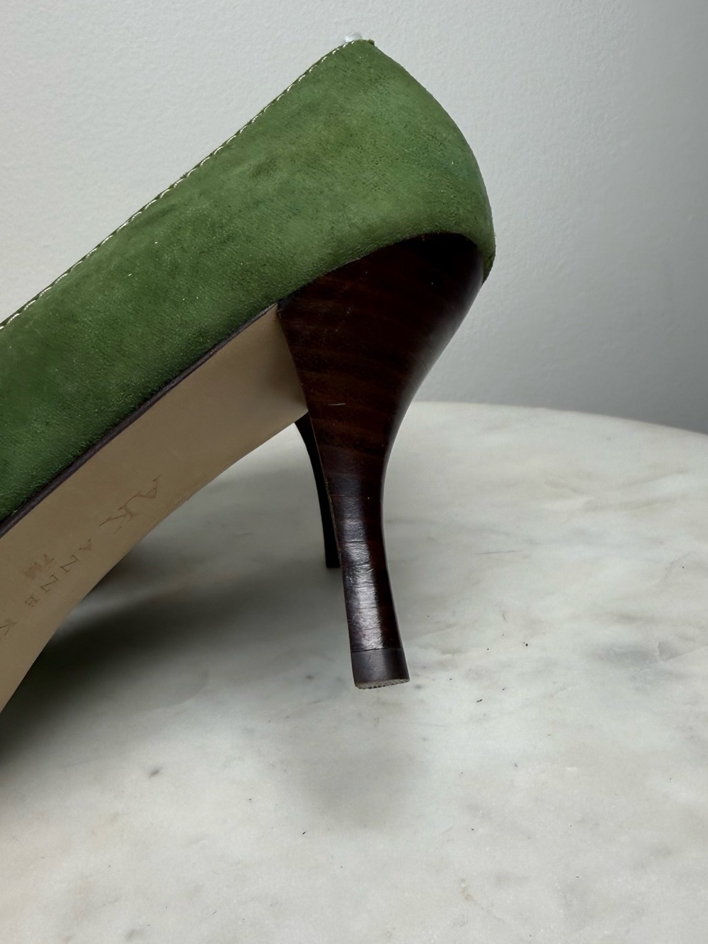 Anne Klein AK Green Suede Leather Pointed Toe Pumps Heels Women’s - Picture 10 of 11